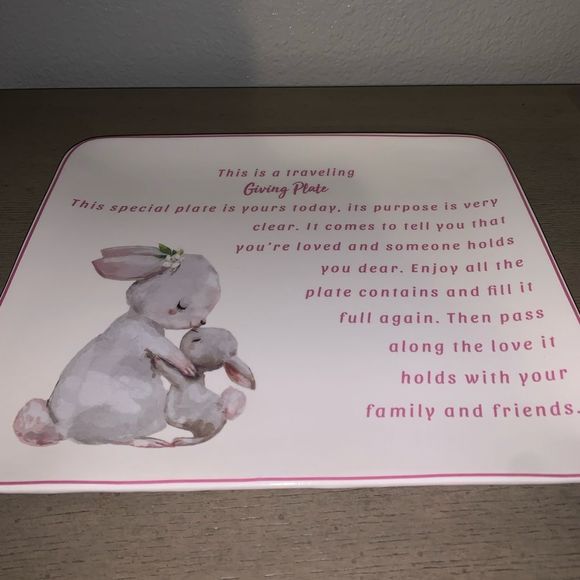 Vintage Mommy & Baby Bunny Easter Giving Plate - Picture 2 of 2